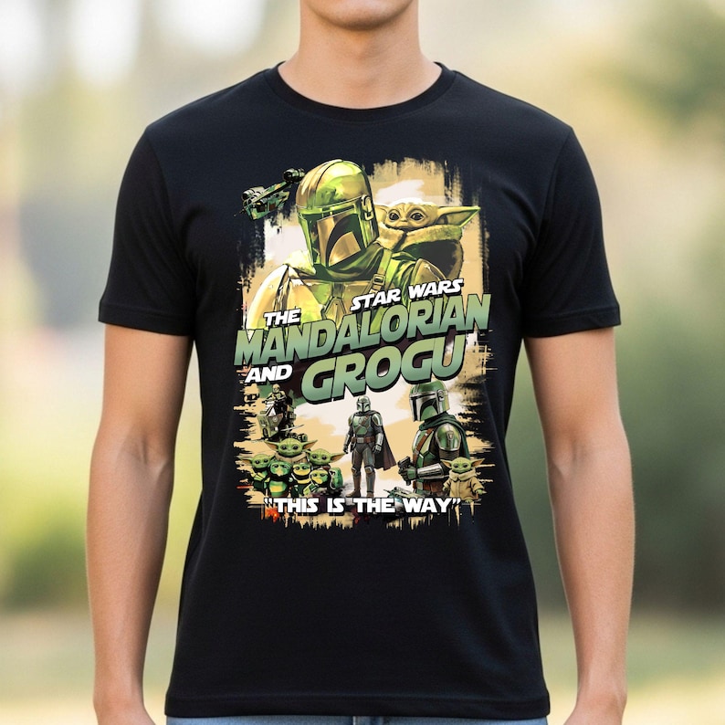 Star Wars The Mandalorian And Grogu Shirt, Mandolorian Shirt for Men, Baby Yoda Grogu Tshirt Women, Mandolorian Grogu Shirt