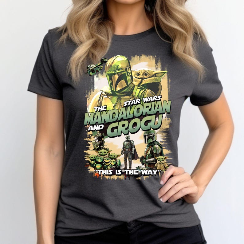 Star Wars The Mandalorian And Grogu Shirt, Mandolorian Shirt for Men, Baby Yoda Grogu Tshirt Women, Mandolorian Grogu Shirt