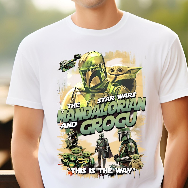 Star Wars The Mandalorian And Grogu Shirt, Mandolorian Shirt for Men, Baby Yoda Grogu Tshirt Women, Mandolorian Grogu Shirt