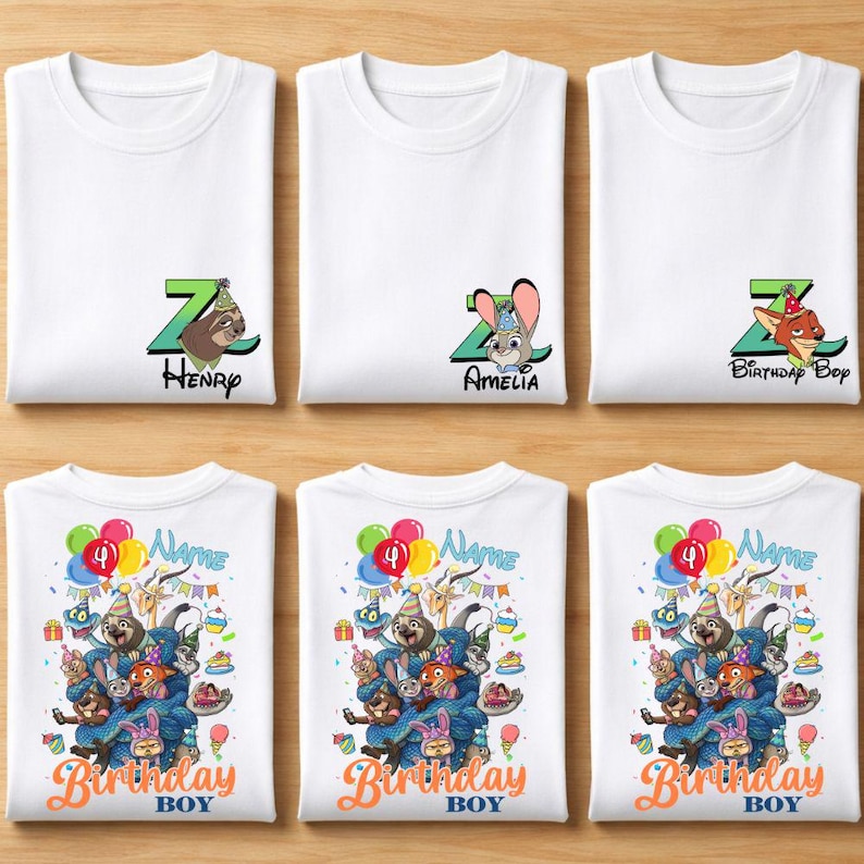 Custom Name Age Zootopia 2 Birthday Shirt, Zootopia Bday Shirt, Disneyland Judy Hopps Nick Wilde Gary De'Snake Bday Shirt