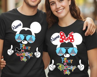 Customized First Disney Trip T-Shirt, First Disneyworld Trip Shirt, Mickey and Minnie Disney Vacation Tshirt 2026