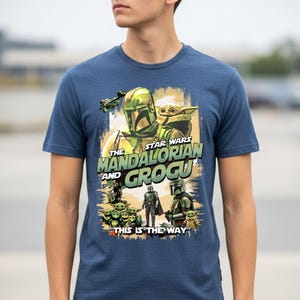 Star Wars The Mandalorian And Grogu Shirt, Mandolorian Shirt for Men, Baby Yoda Grogu Tshirt Women, Mandolorian Grogu Shirt