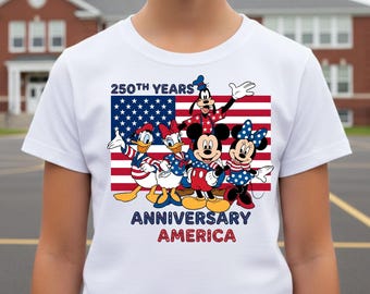 250th America Anniversary Disney Mickey Minnie And Friends Shirt, 4th Of July Disney American Flag Shirt, Disney Independence Day Shirt
