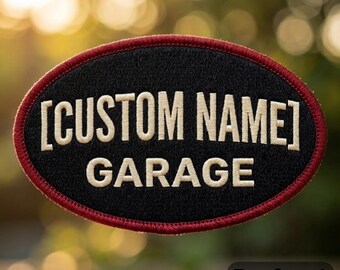 Custom Embroidered Garage Patch, Personalized Mechanic Name Iron On Badge
