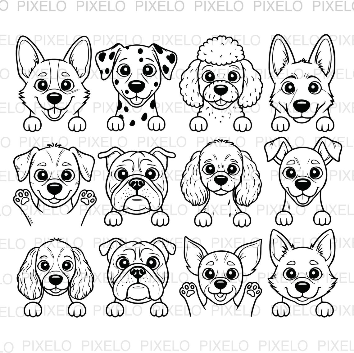 Dog Face SVG Bundle, Puppy Head Clipart, Pet Cut File (digital Download ...