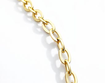 Cadena de eslabones ovalados chapada en oro, joyería minimalista en capas, accesorio delicado para el día a día, regalo para ella.