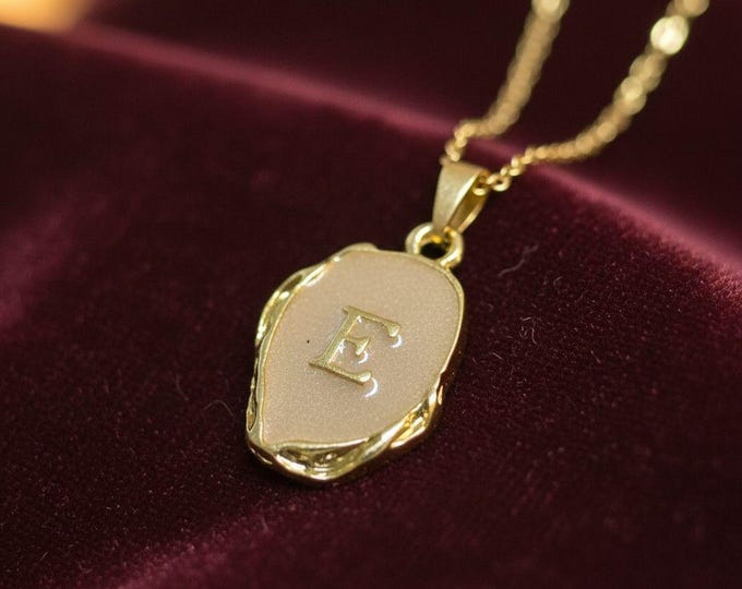 Featured listing image: Gold Plated Initial Pendant Necklace, Personalized Brass Letter Charm