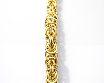 Pulsera bizantina bañada en oro, joyería unisex de cadena de latón.
