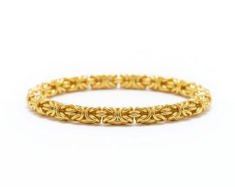 Pulsera bizantina bañada en oro, joyería unisex de cadena de latón.