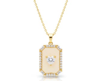 Collar de corazón: delicado colgante chapado en oro para mujer, joya romántica minimalista, regalo para ella