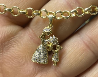 Pulsera con dijes para madre e hija, joyería para mamá, regalo de amor familiar, cadena delicada y minimalista, Día de la Madre