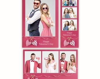 Pink Heart Valentine's Day Photo Booth Template (PSD + PNG Digital Download)