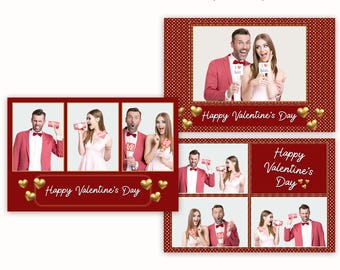 Valentine's Day Photo Booth Template, 6x4, Editable PSD PNG (Digital Download)