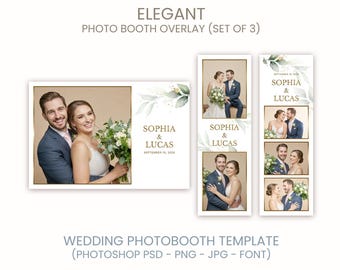 Classic Wedding Photo Booth Template, 2×6 Photobooth Strip Overlay for Wedding, Printable Frame (PNG PSD Digital Download)