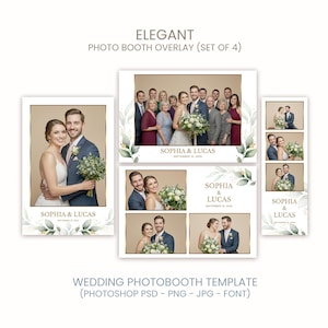 Modèle élégant de cabine photo de mariage | Superposition de bordure dorée, cadre Photobooth (PSD, PNG, téléchargement numérique)