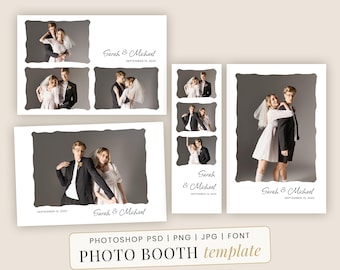 Ensemble PSD de modèles de photomaton de mariage | Superposition de cadre festonnée blanche | 4 dispositions pour les photographes et les standistes | Téléchargement instantané