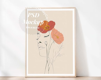 DIN A Frame Mockup PSD, Minimal Wall Art Mockup, A4 A3 Poster Mockup, Neutral Interior Frame Mockup, Instant Download