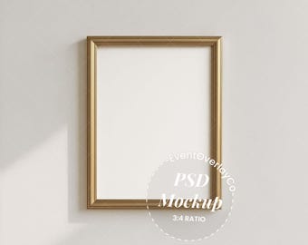 Gold Frame Mockup PSD, Elegant Wall Art Mockup, Minimal Interior Frame Mockup, Neutral Poster Mockup, Luxury Frame Mockup, Instant Download
