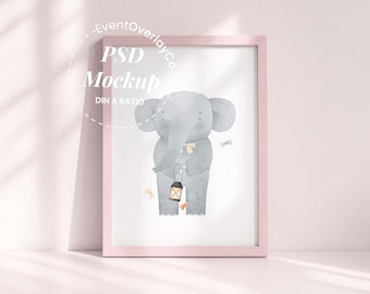 Pink Nursery Frame Mockup, Baby Girl Wall Art, DIN A Ratio (Digital Download)