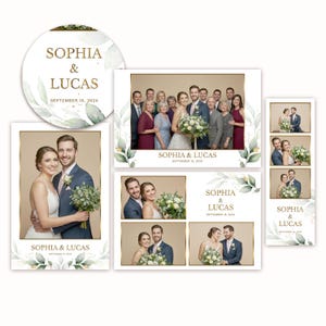 Modelo elegante para cabine de fotos de casamento | Sobreposição de borda dourada, moldura para cabine de fotos (PSD, PNG, download digital) imagem 3
