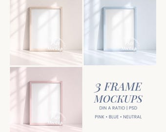 Nursery Frame Mockups, Pink Blue Neutral, DIN A Ratio PSD (Digital Download)