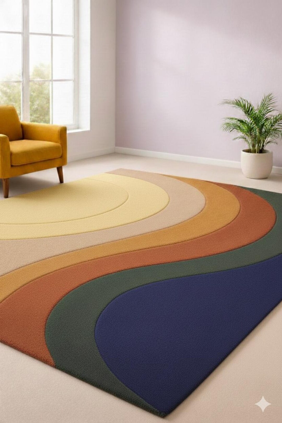 Arc Rug Rainbow Arc Area Rug, Modern Abstract Hand Tufted Rug, Colorful Living ...