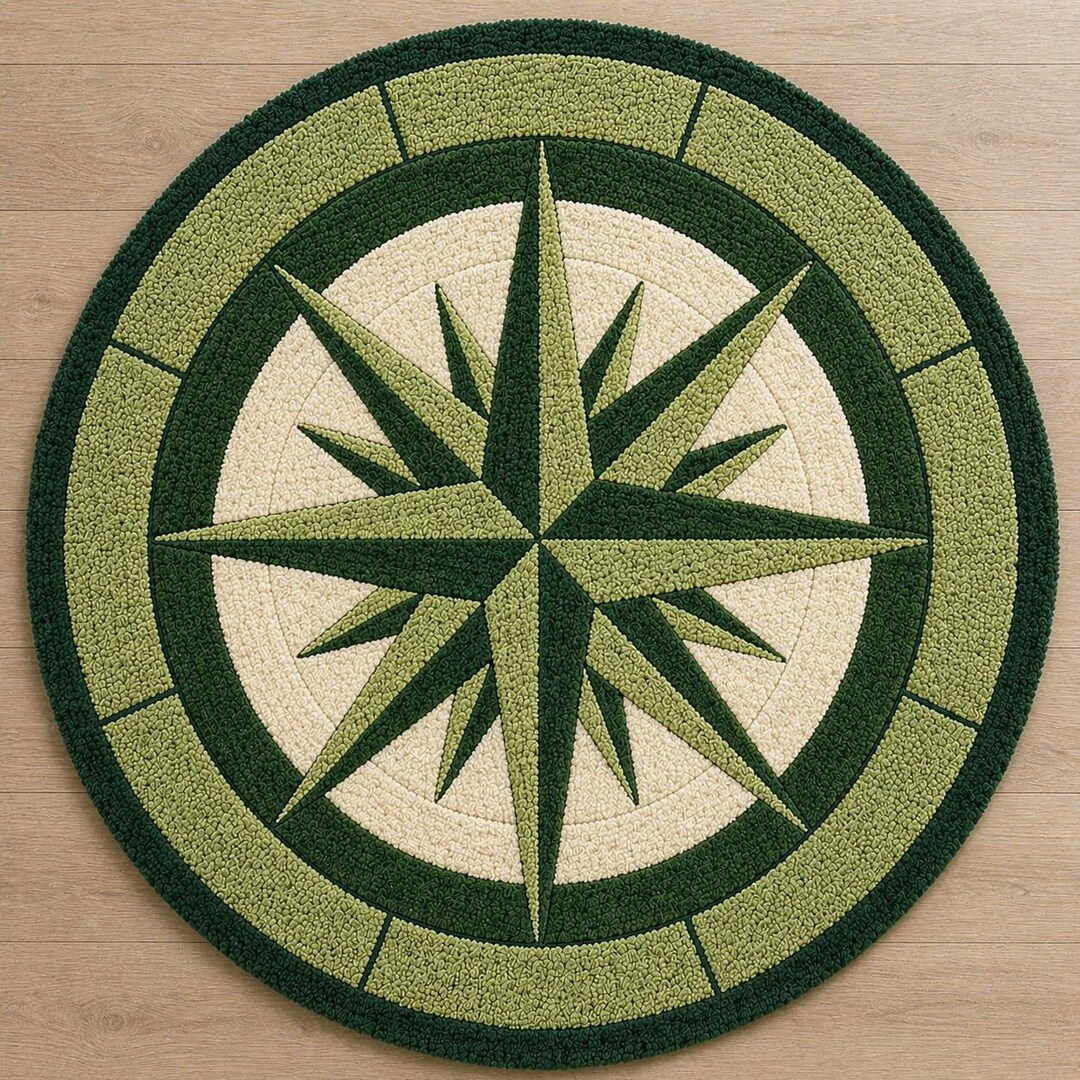 Hand Tufted Rug ,extra Large Compass Rose Braided Area Rug - Custom ...
