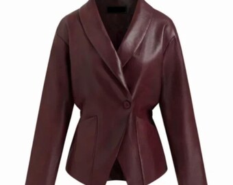 Brown Women leather Blazer