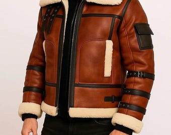 Men’s Brown  B6 Aviator Shearling Bomber Jacket