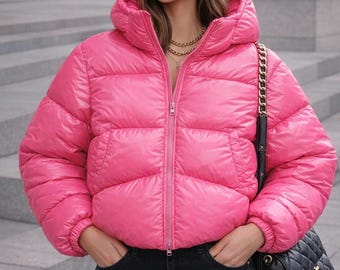 Winter Blue , Pink White Down Puffer Jacket