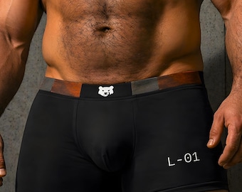 Turcobear L-01 Boxer Briefs Minimal Mens Underwear Support Pouch Black Premium