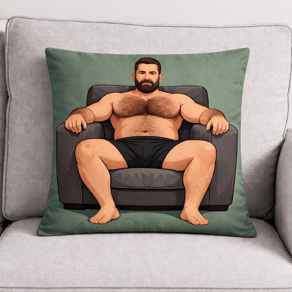 Muscle Bear Art Pillow