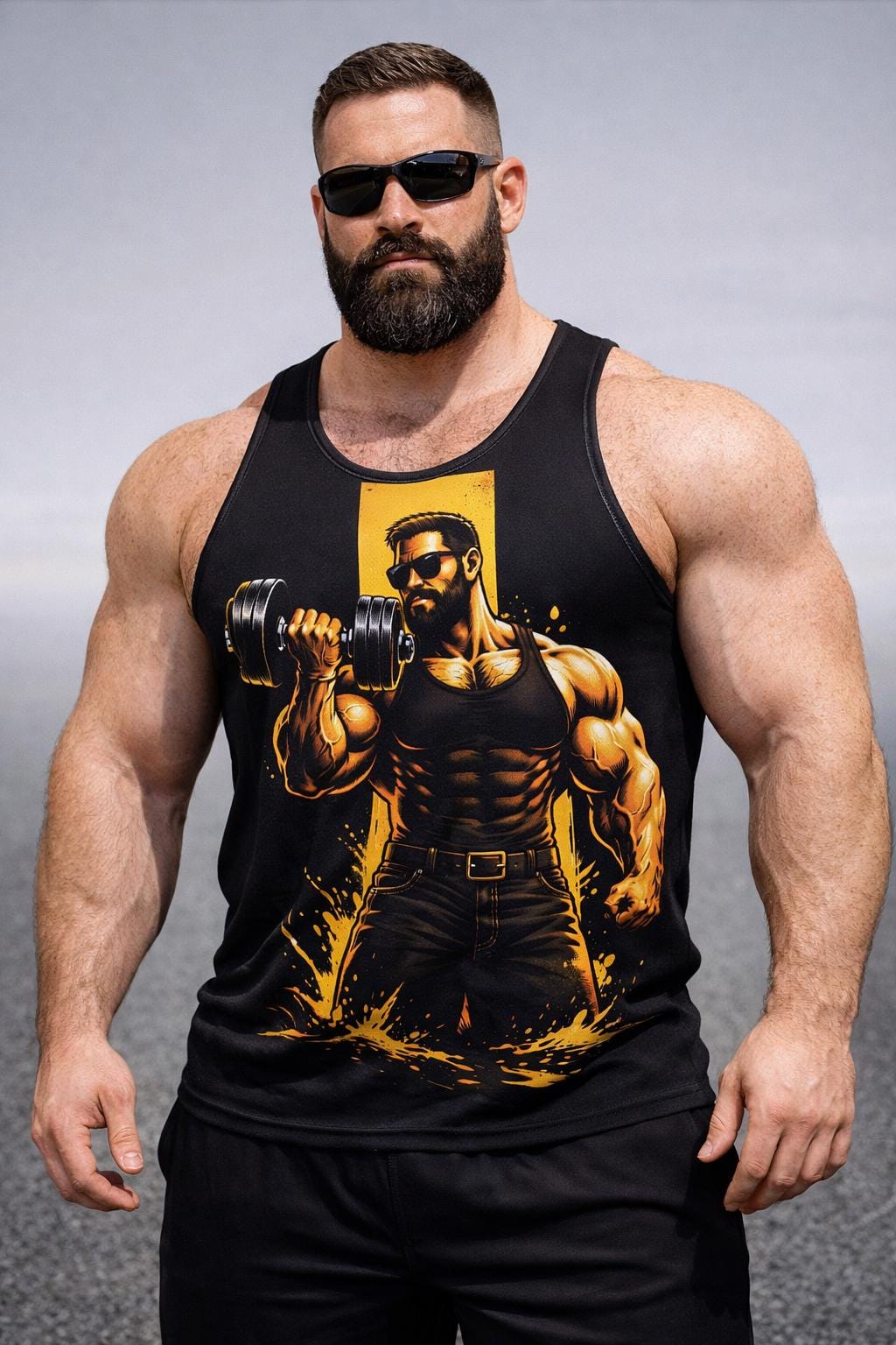 Men's Bear Graphic Gym Tank Top