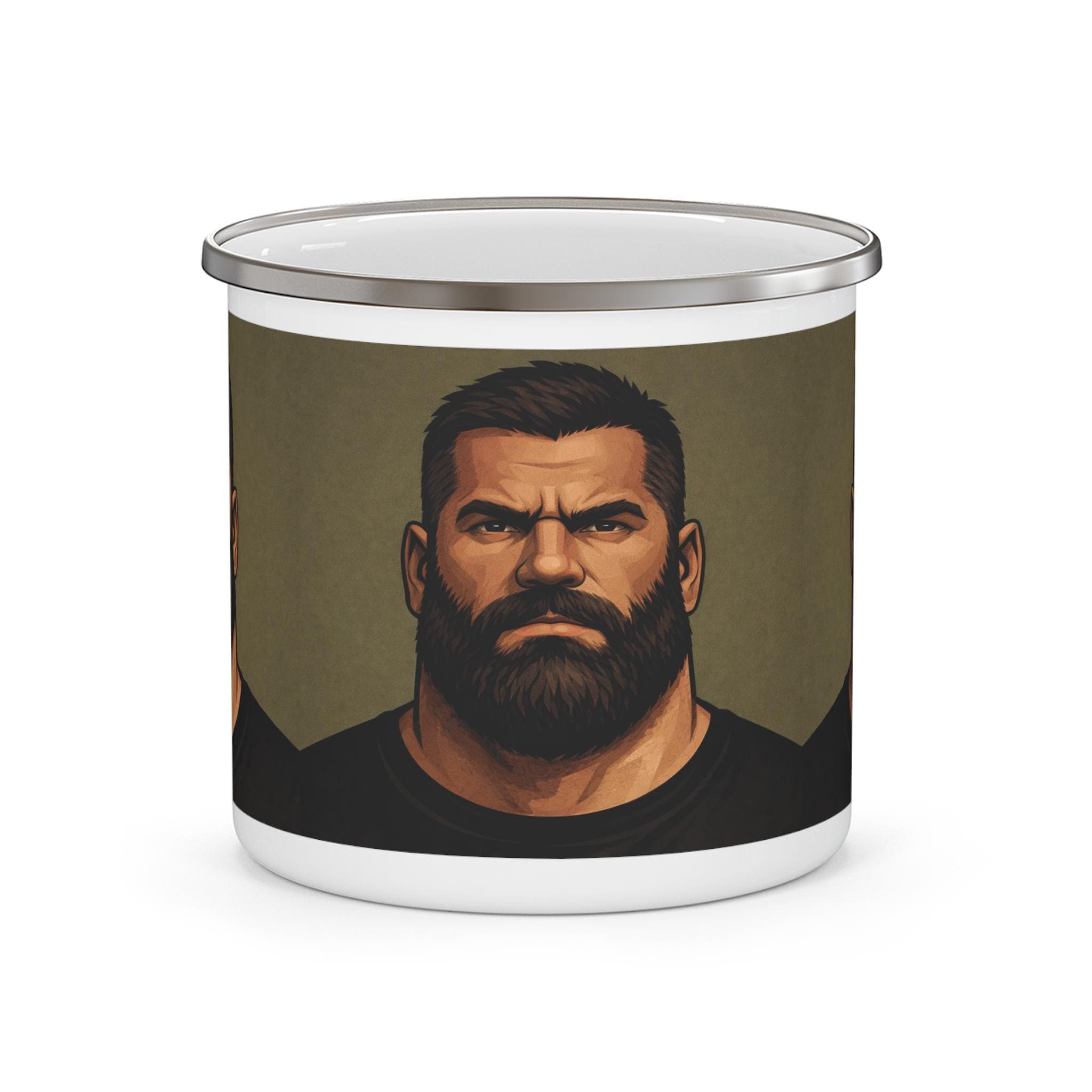 Turcobear Bearded Man Portrait Enamel Camping Mug