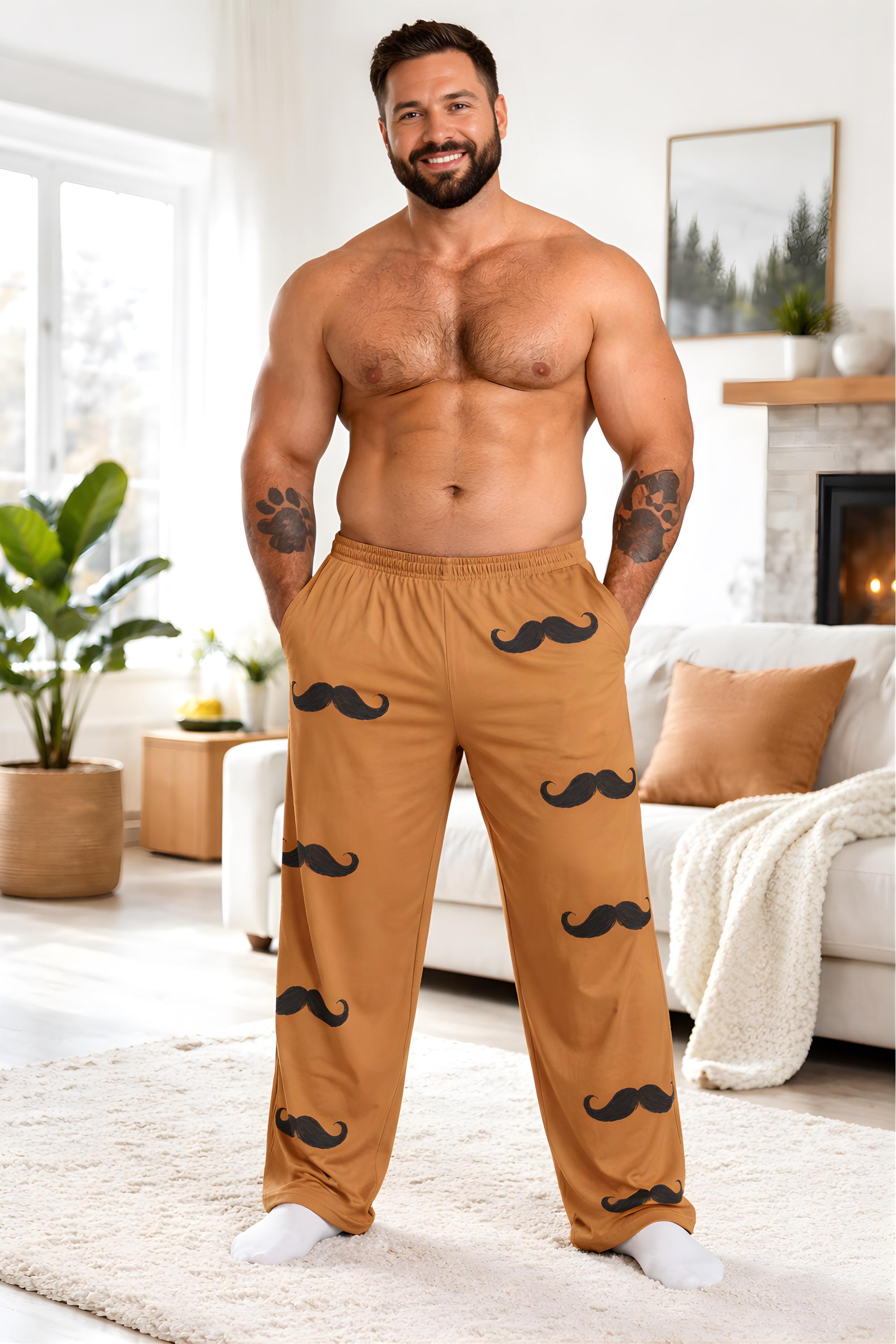 Mens Mustache Print Pajama Pants