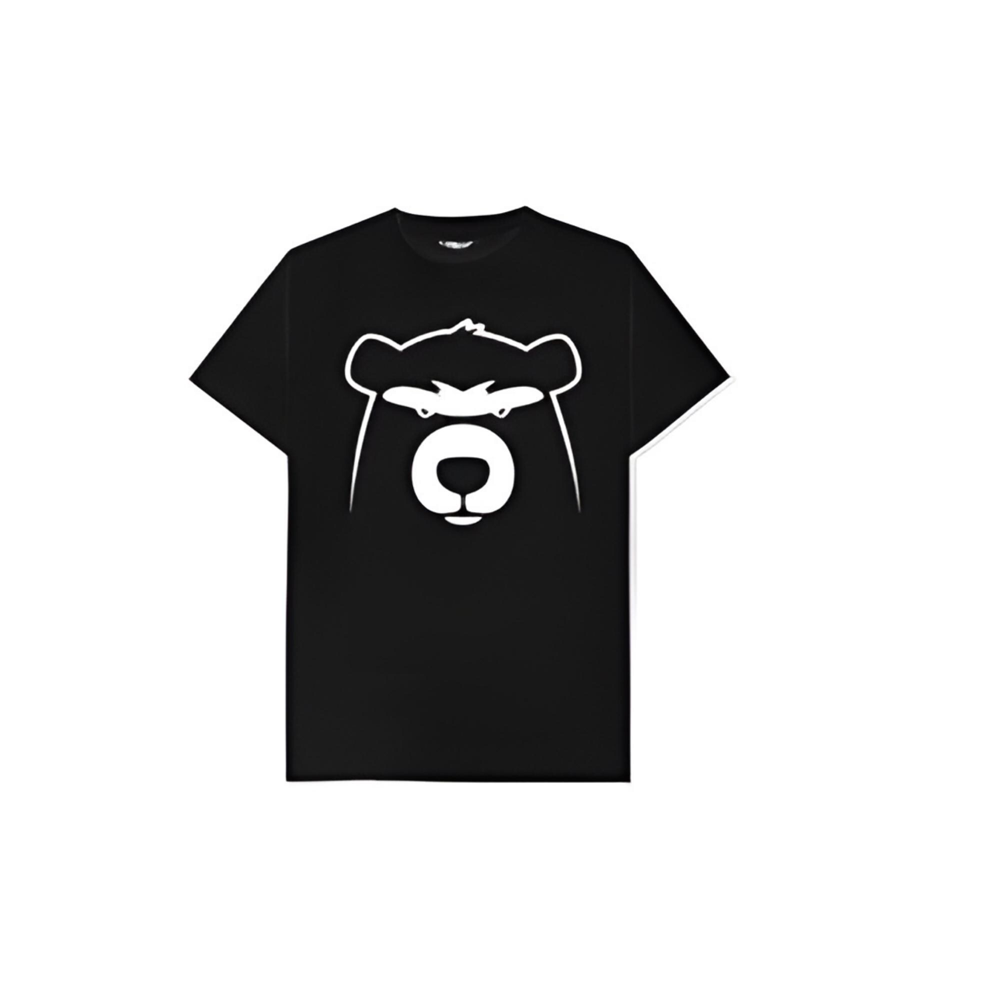 Mens Bear Graphic T Shirt Minimal Black Streetwear