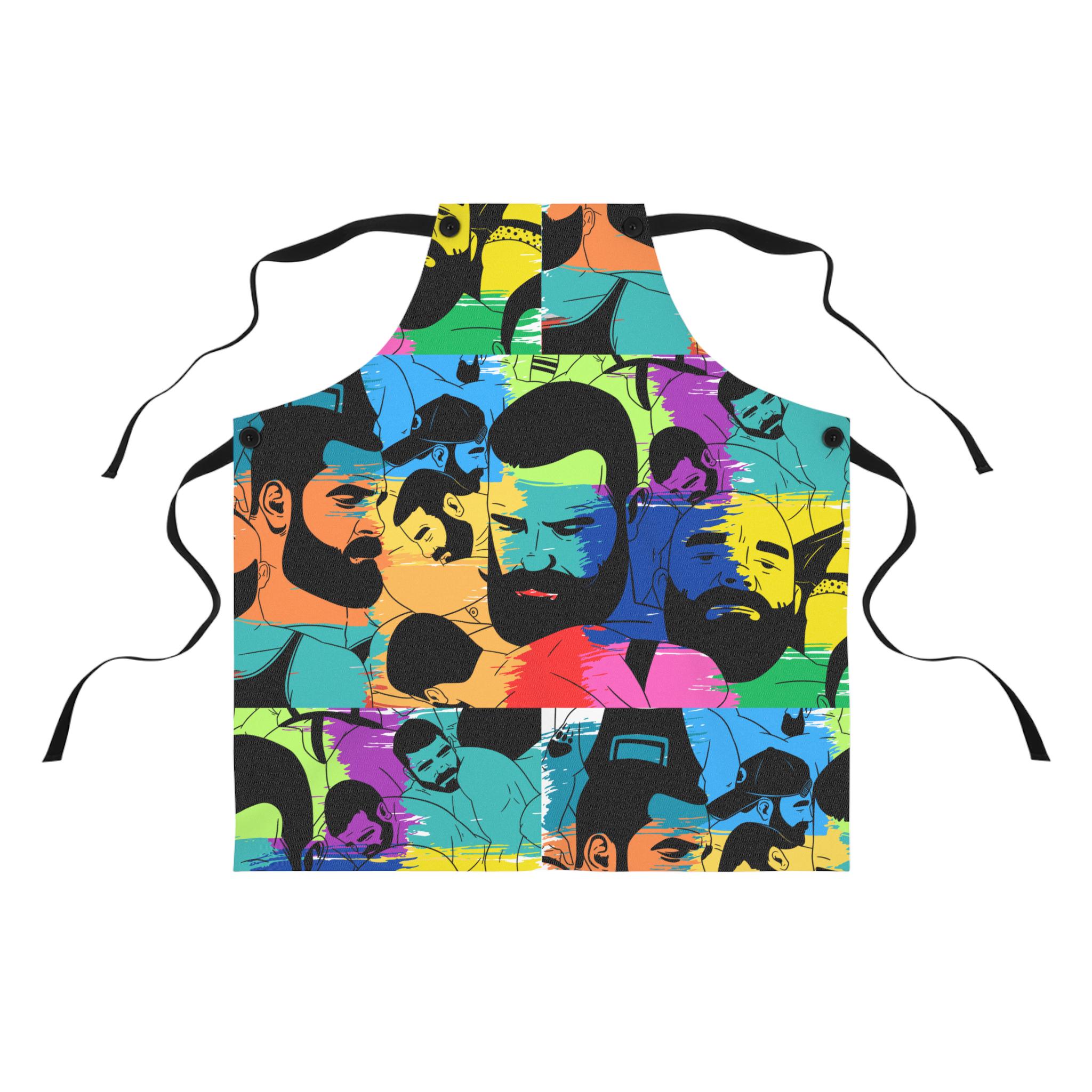 Bearded Faces Pop Art Apron