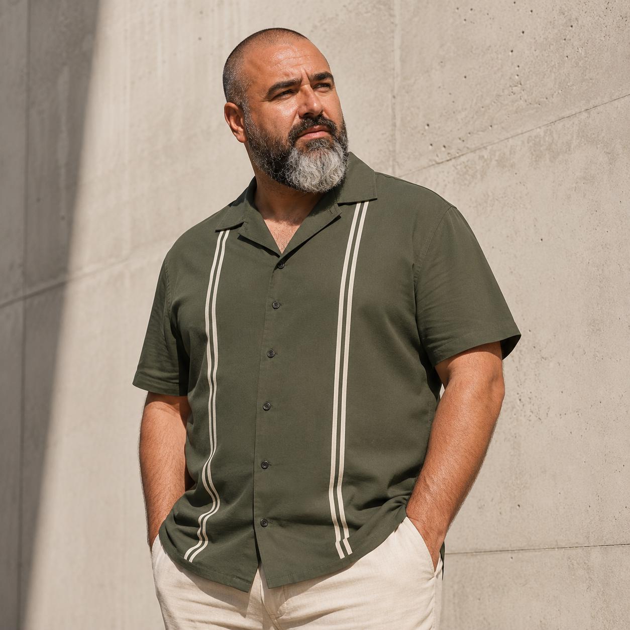 Olive Resort Shirt for Men | Camp Collar Button Up | Premium Vacation Shirt | Summer Beach Shirt | Casual Cuban Collar | Turcobear