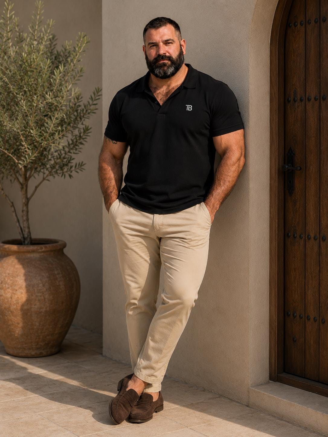 TurcoBear TB Embroidered Pique Polo Shirt for Men  Premium Black Polo  Minimalist Menswear