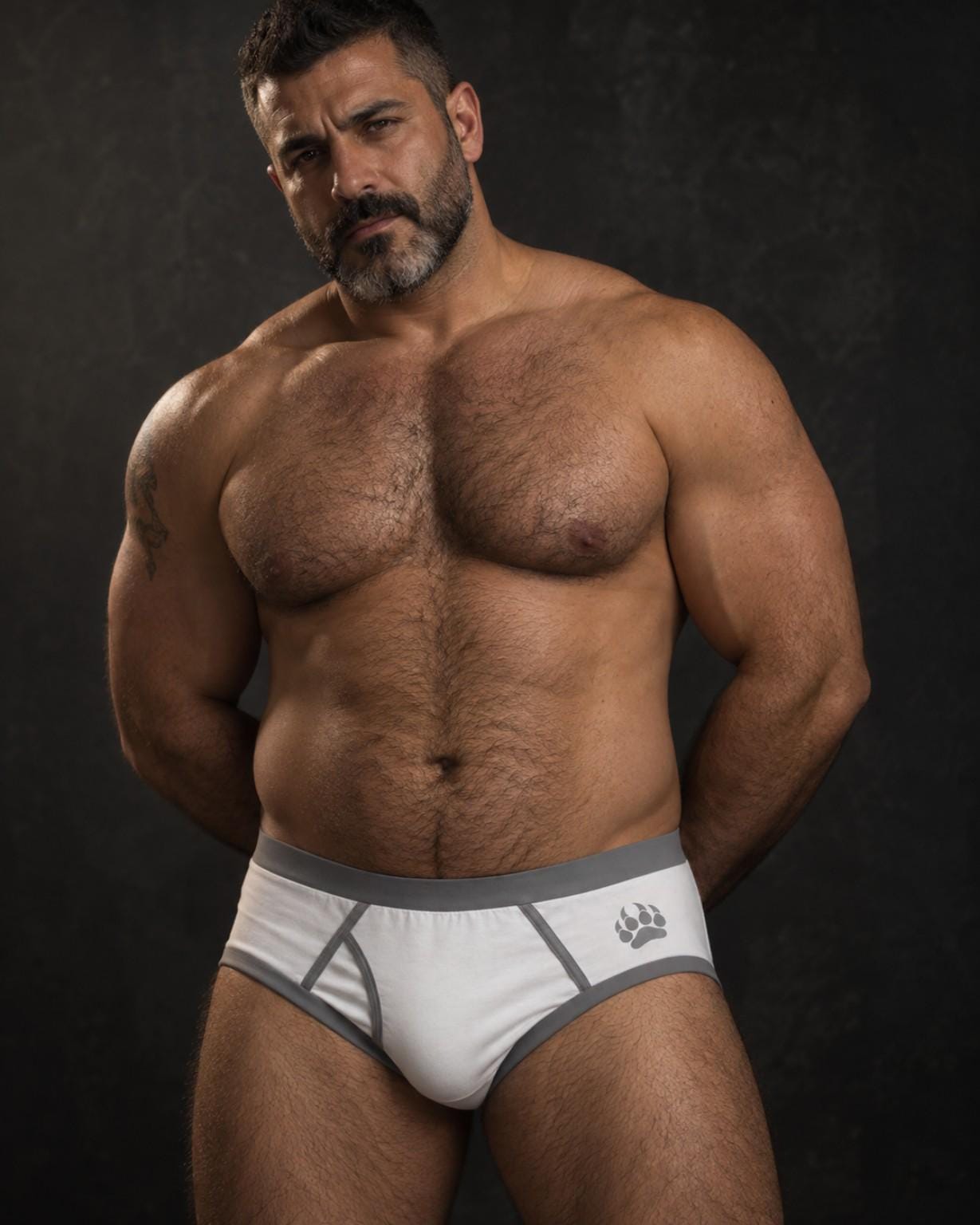 turcobear White Cotton Briefs | 100% Cotton Low-Rise Underwear (Bear Paw Detail)