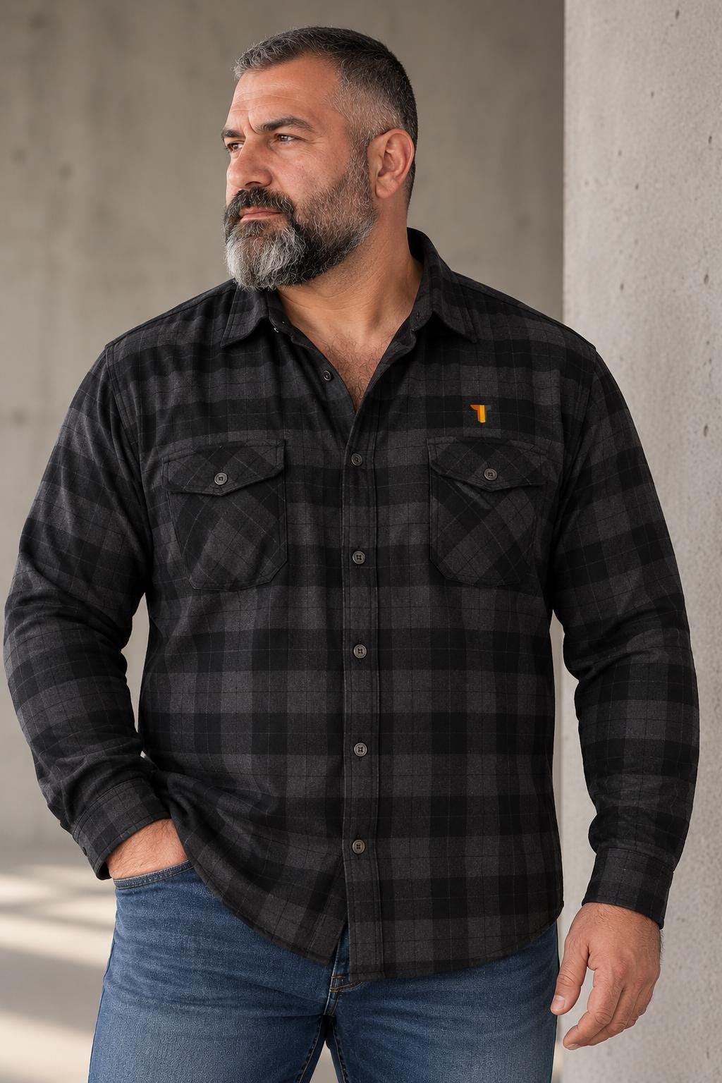 Mens Black Plaid Shirt  Bear Pride Check Shirt  turcobear