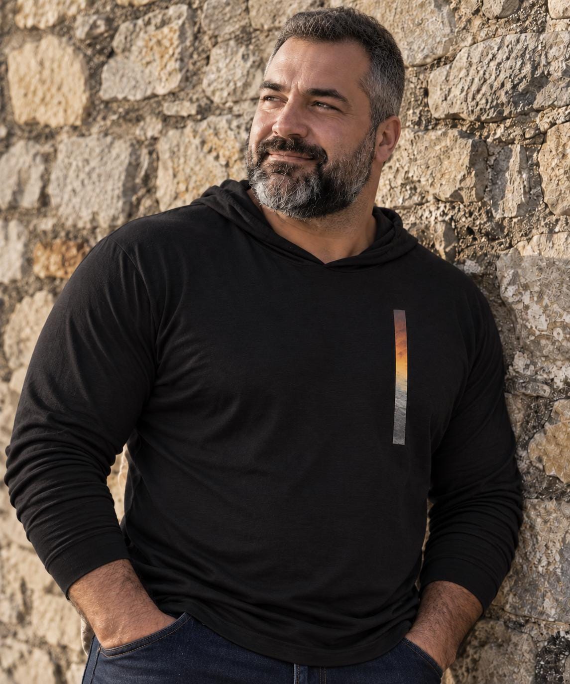 turcobear Ember Line Hooded Long Sleeve Tee
