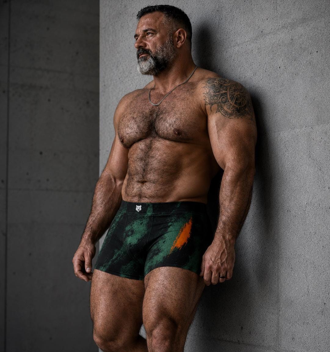 Men's Athletic Boxer Briefs: Green Black Abstract Texture