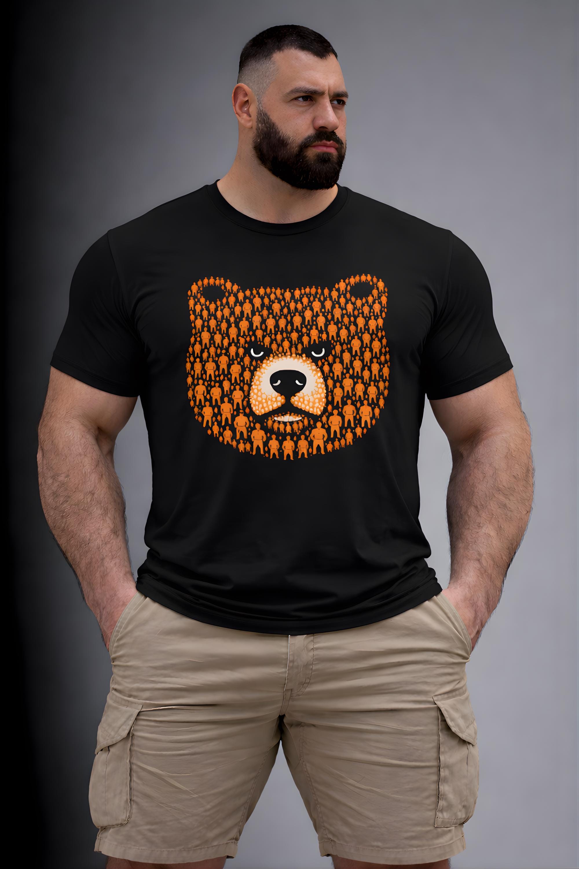 Minimalist Bear Face Graphic T-Shirt