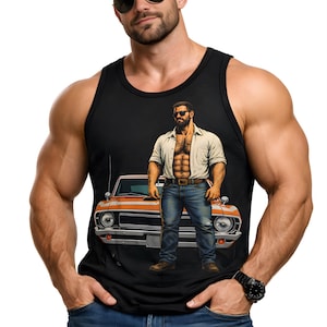 Mens Muscle Bear Tank Top, Gay Pride Graphic Shirt, Masculine Streetwear Vest