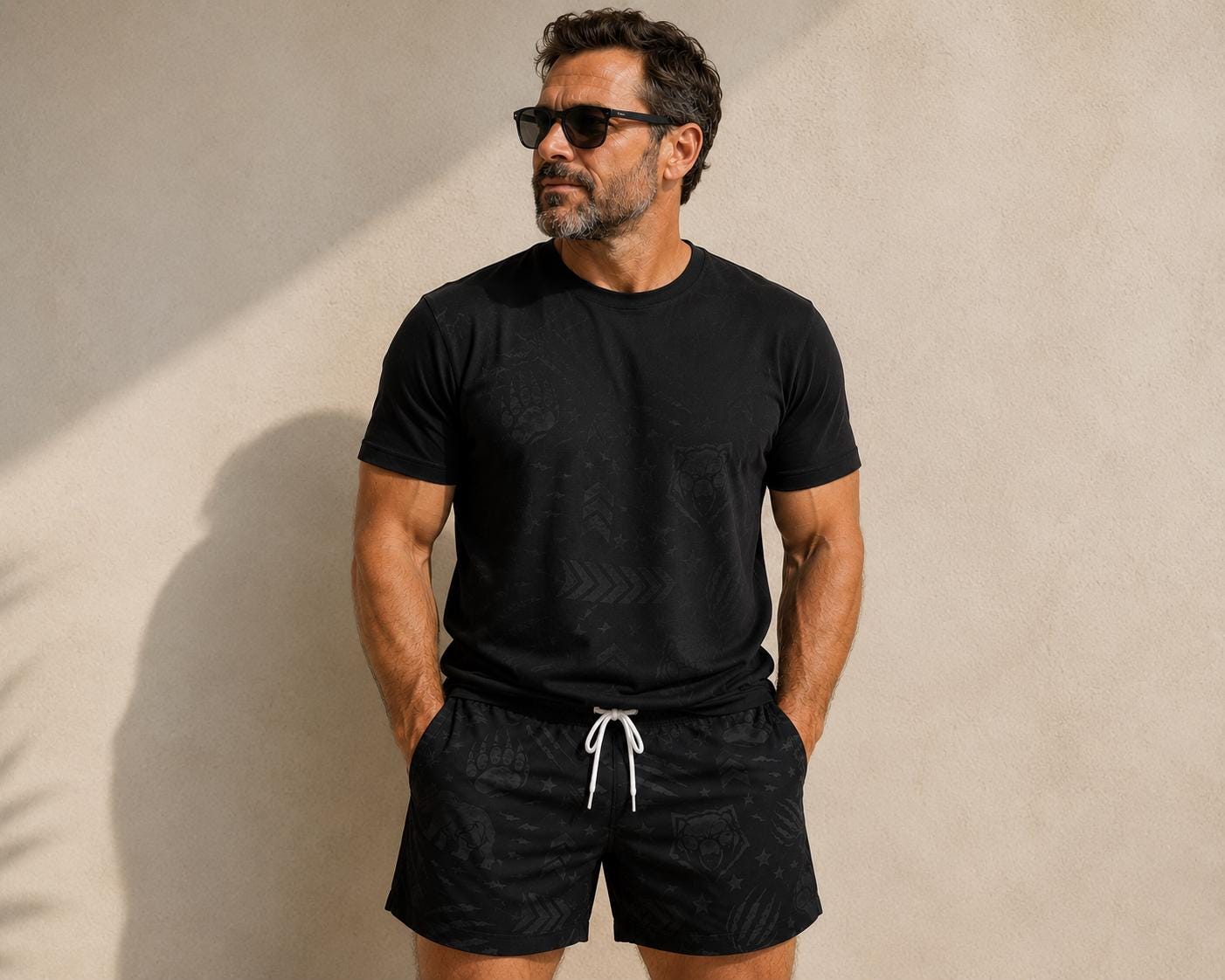 Mens Black Bear Swim Trunks