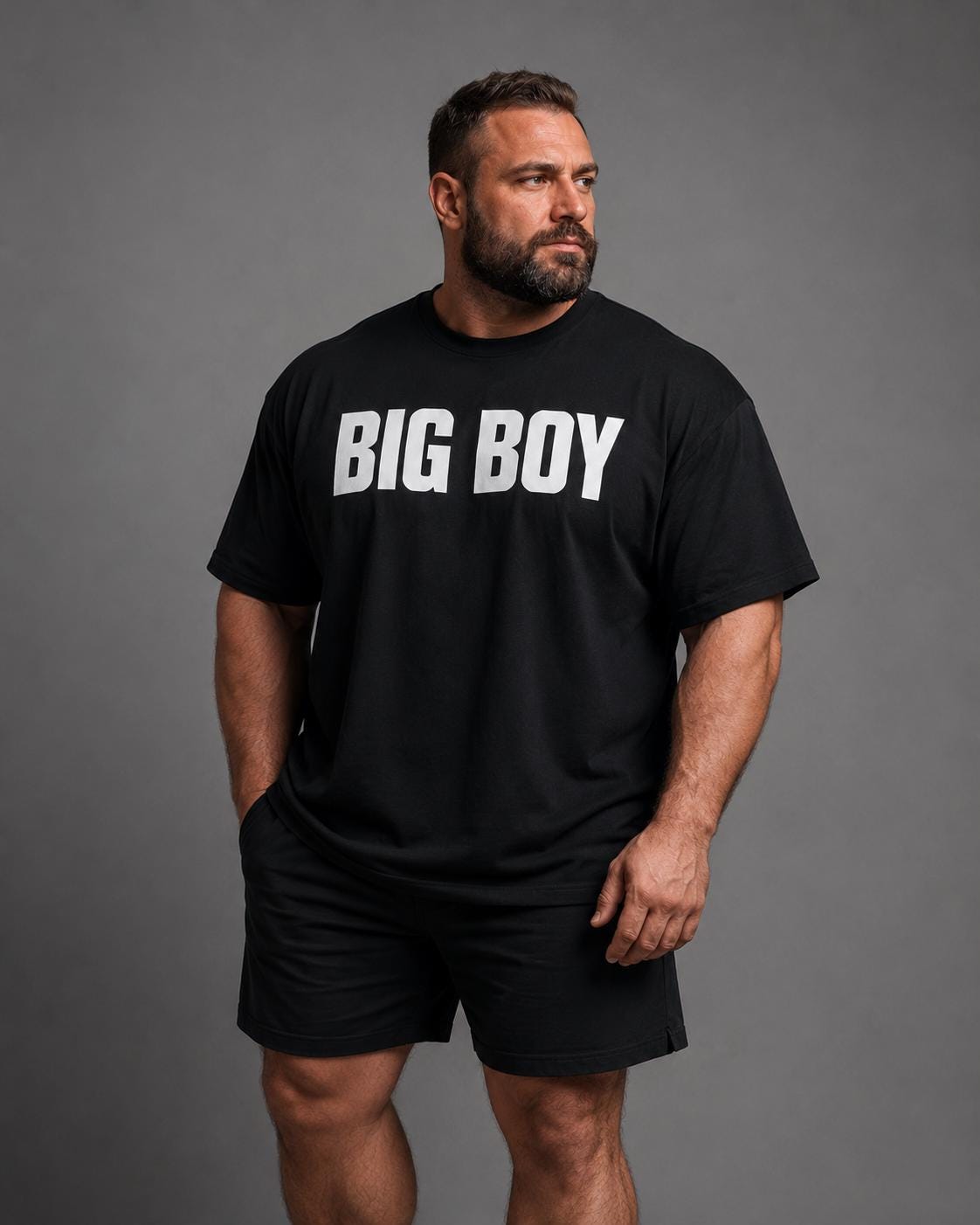 BIG BOY Heavyweight Mens T Shirt Minimal Bear Streetwear Comfort Col