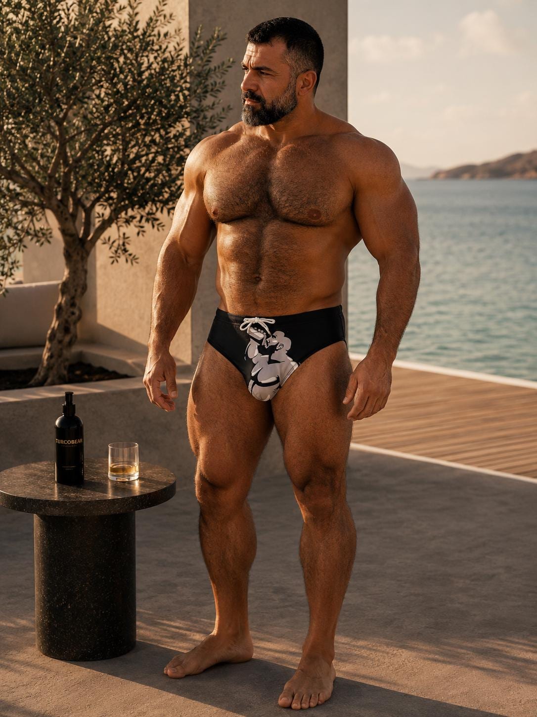 Men’s Bear Graphic Swim Briefs – Black Gay Bear Swimwear – Limited Stock