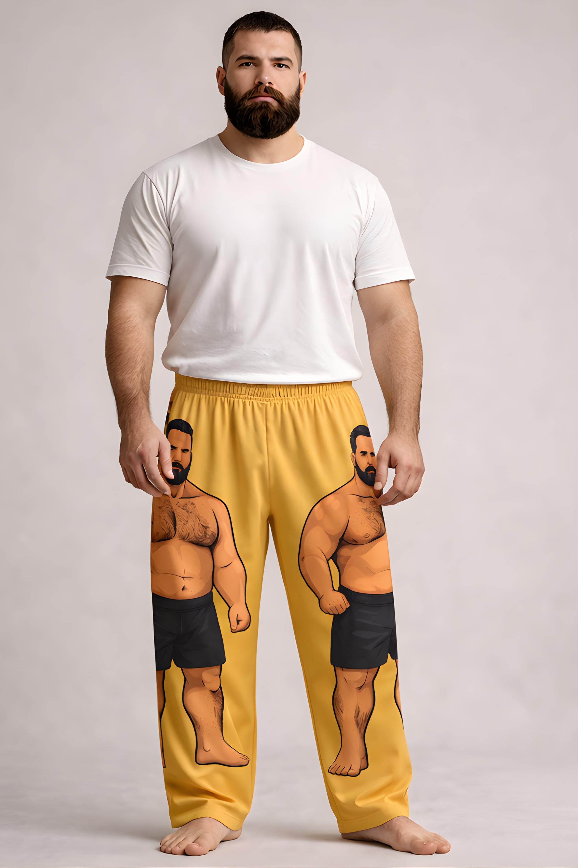 Men's Bear Illustration Pajama Pants