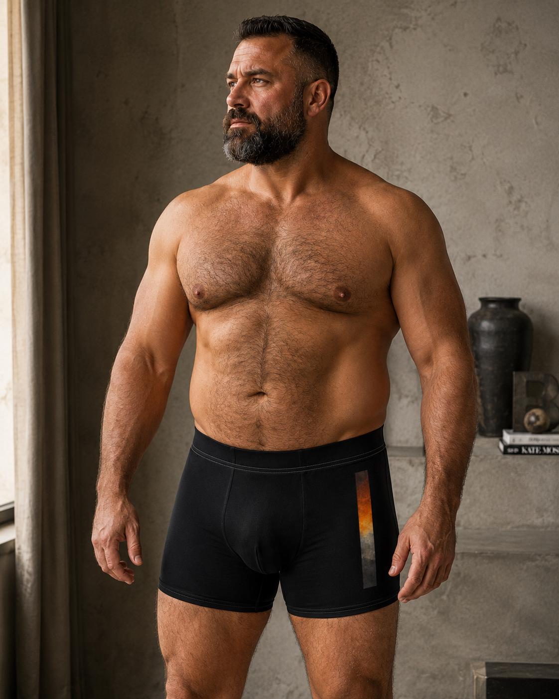 Minimal Black Men’s Boxer Briefs – Premium Stretch Underwear with Modern Gradient Detail – Comfortable Everyday Boxer